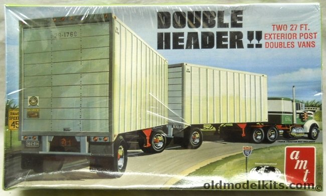 AMT 1/25 Double Header Two 27 Foot Exterior Post Doubles Vans - Semi
